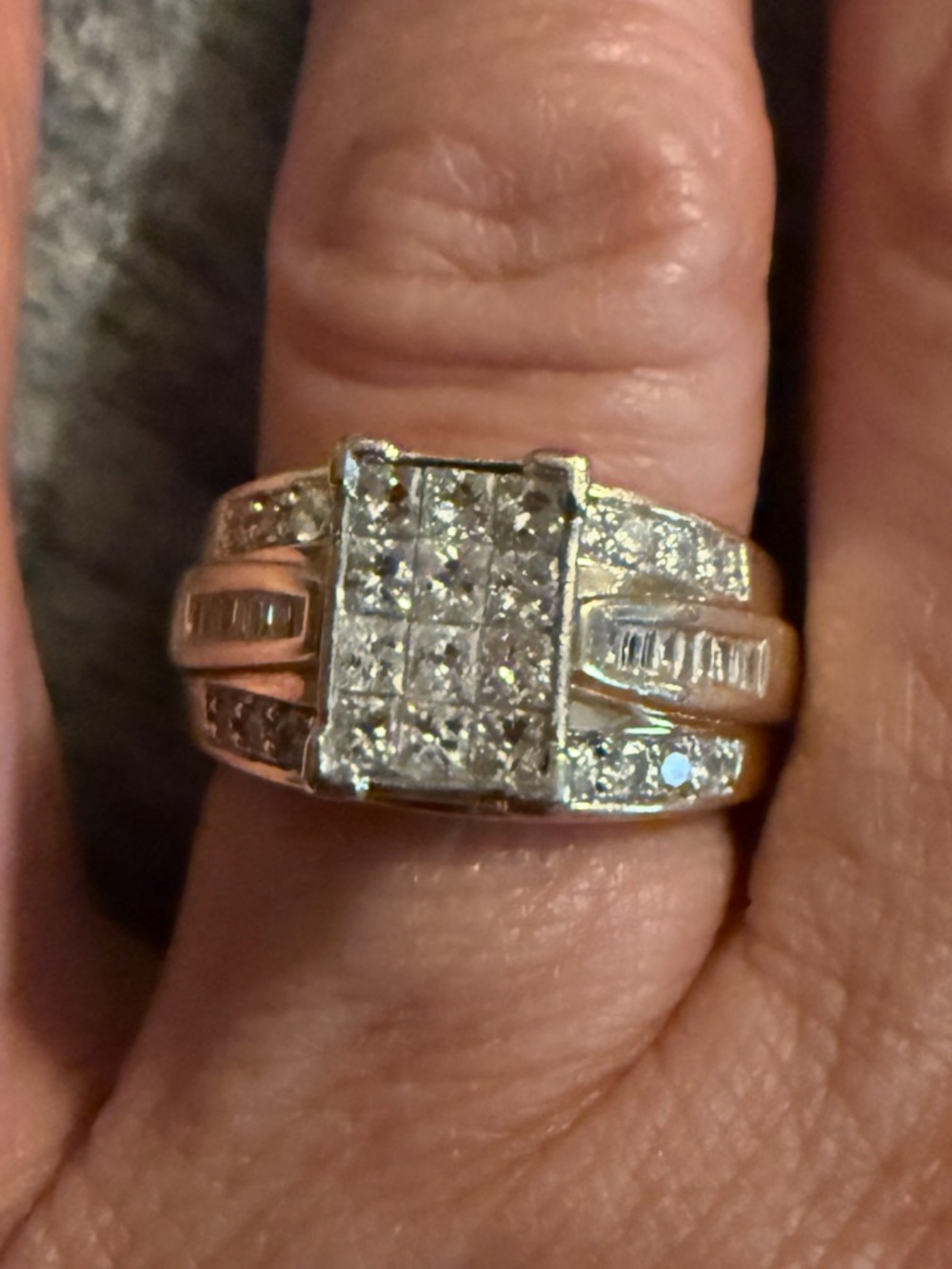 14k Yellow and White Gold Diamond Cluster Engagement/Wedding/Cocktail Ring Sz 6